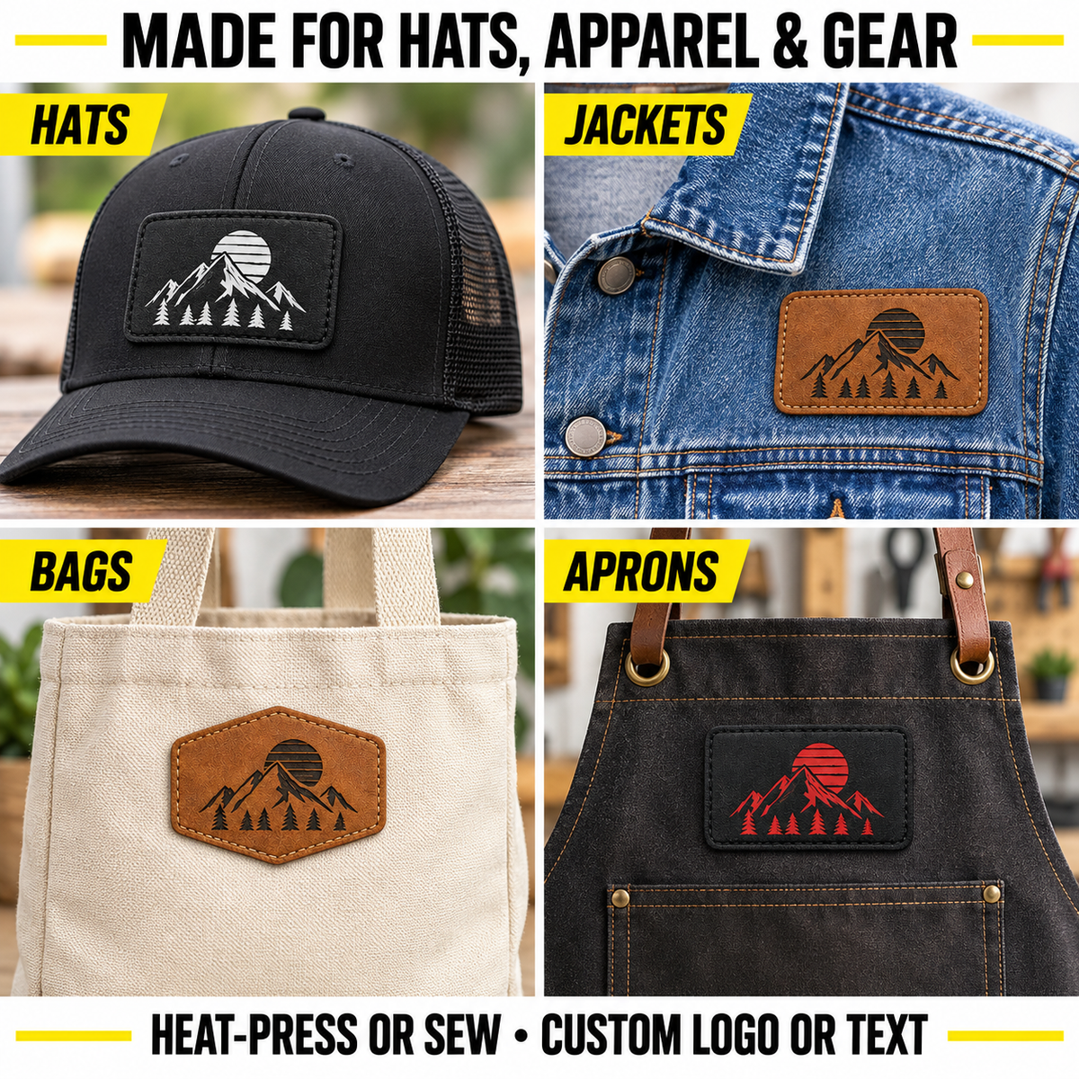 Custom Laser Engraved Faux Leather Patch 3x2 – Personalized Logo