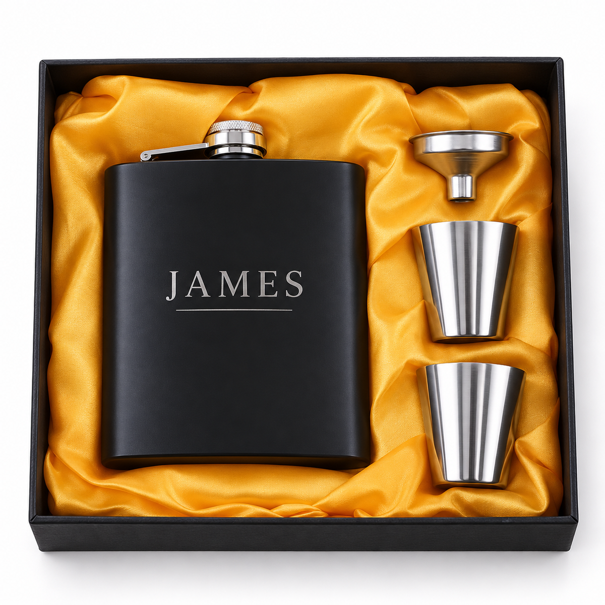 Personalized 6 oz Flask Gift Set – Custom Engraved