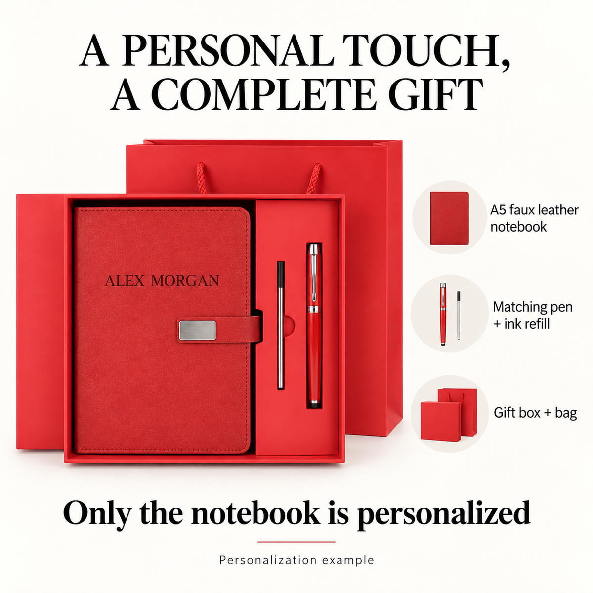 Personalized A5 Notebook Gift Set – Custom Name or Initials