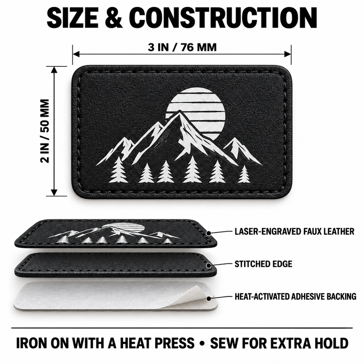 Custom Laser Engraved Faux Leather Patch 3x2 – Personalized Logo
