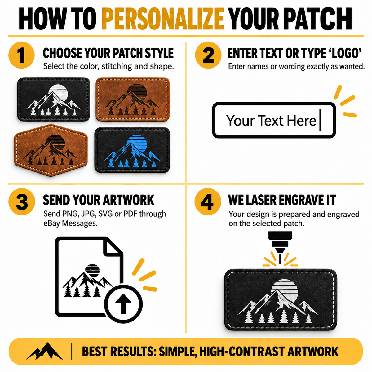 Custom Laser Engraved Faux Leather Patch 3x2 – Personalized Logo