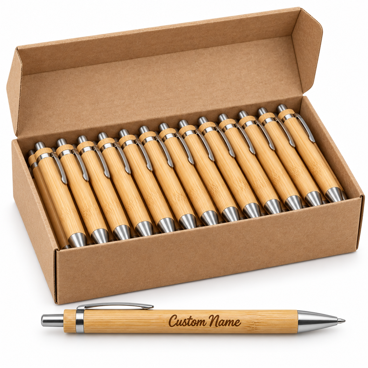 Personalized Bamboo Pens - Laser Engraved Custom Packs