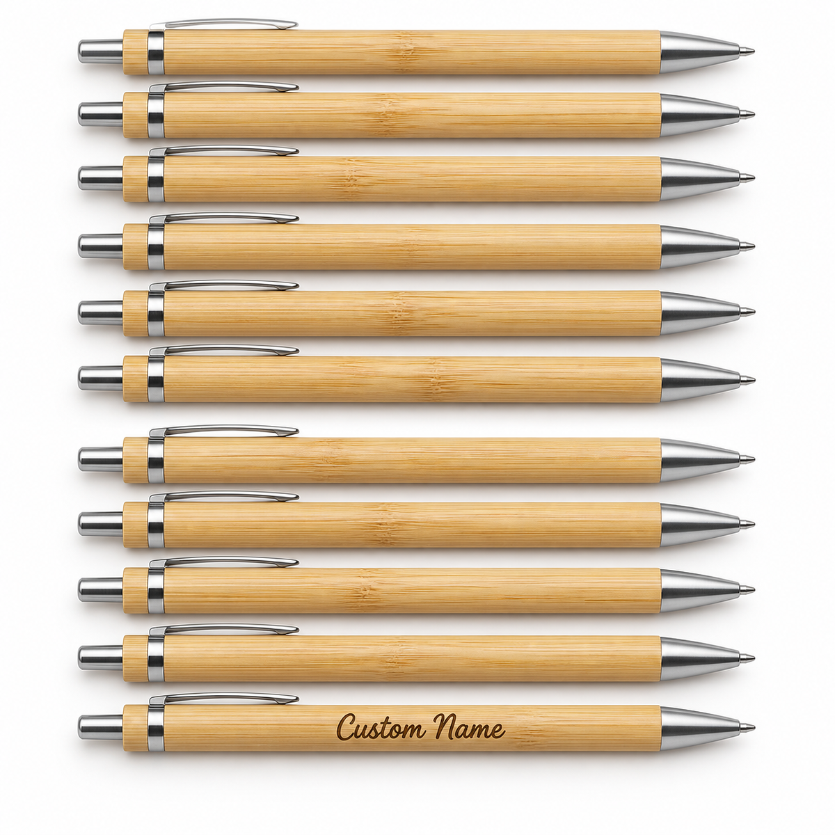Personalized Bamboo Pens - Laser Engraved Custom Packs
