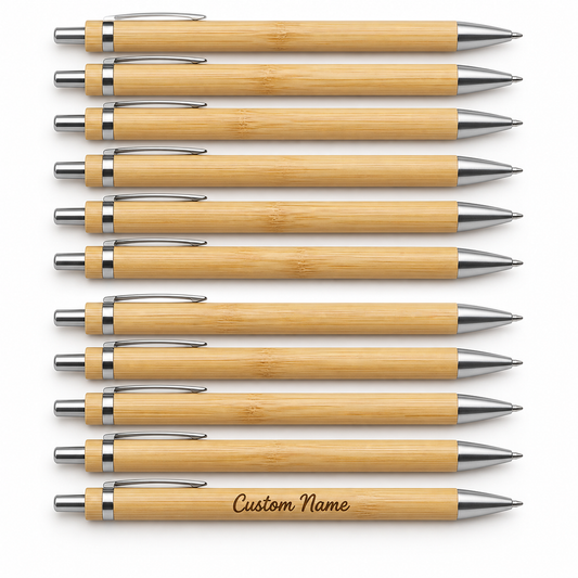 Personalized Bamboo Pens - Laser Engraved Custom Packs